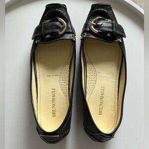 Bruno Magli Black Leather Buckle Loafers, US Women's 9 M.